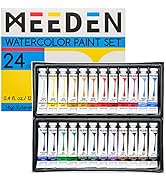 MEEDEN Watercolor Paint, Set of 24 Vibrant Colors/Tubes (0.4 oz, 12 ml), Vibrant Non-Toxic Lightf...