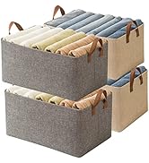 AARAINBOW 4 Pcs Closet Clothes Organizer with Handle, Fabric Storage Box with Steel Frame Stackab...