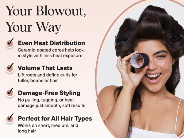 Self Grip Rollers Hair Curlers, Heatless Curls Overnight Blowout, Large Rollers for Volume Curls