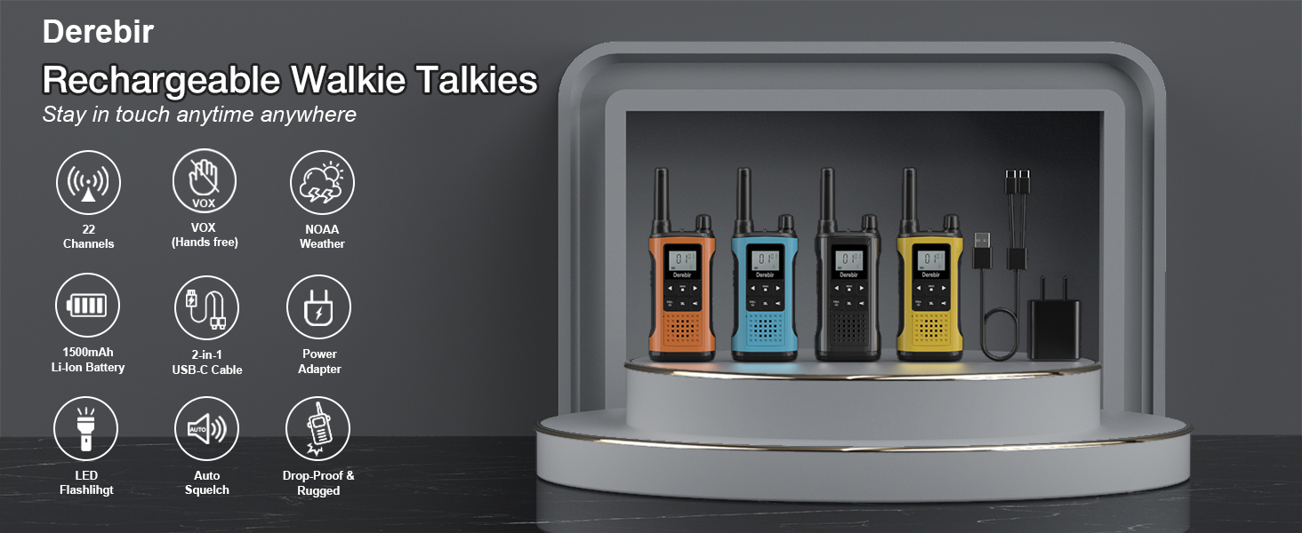 Rechargeable Walkie Talkies for Adults Long Range