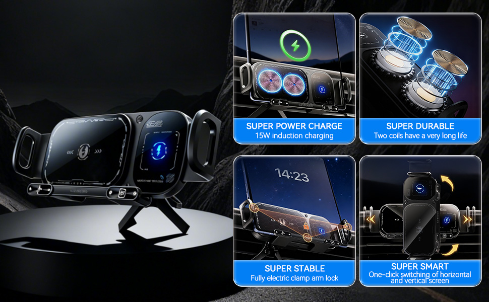 Wireless Charging Rotating Car Mount