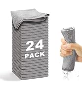 WEAWE Microfiber Cleaning Cloth Grey-24Pcs (13x13 inch) 2100 Series Ultra Soft Highly Absorbent R...