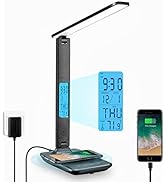LAOPAO Desk Lamp, LED Desk Lamp with Wireless Charger, USB Charging Port, Adjustable Foldable ?Ta...