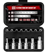 BLACKROBOT 14-Piece Torx Bit Socket Set T6-T60, S2 and Cr-V Steel Star Bit Socket Set 1/4” 3/8” 1...