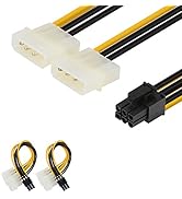 J&D 6 Pin PCIe to 2 x 4 Pin Molex LP4 Power Cable Adapter (2 Pack), 6 inch / 15 cm, Black