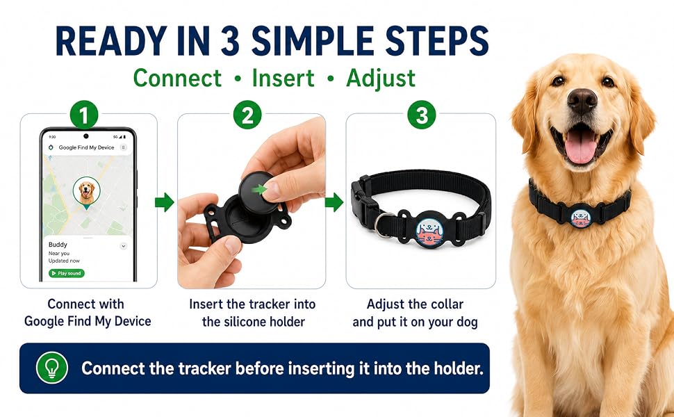 GPS Dog Tracker Collar, Android Only Pet Tracker with Adjustable Collar