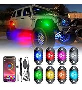 4WDKING RGB LED Rock Lights - 8 Pods Multicolor Rock Light Kit Timing, Music Mode for Underglow J...