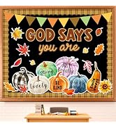 AnyDesign Fall Thanksgiving Bulletin Board Decoration Set Positive Pumpkin God Says You are Paper...