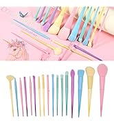 17pcs Soft Candy Colored Makeup Brush Set for Application During Parties, Dates Outdoor Events, L...