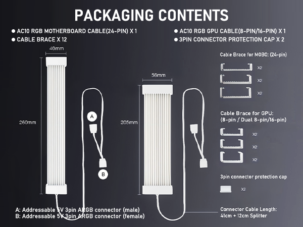 RGB PSU Extension Cable Cover Kit