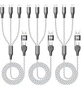 IDISON Multi Charging Cable (3Pack 4ft), 3 in 1 Charging Cable Travel Essentials Nylon Braided Co...