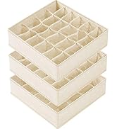 Criusia 3 Pack Sock Underwear Organizer Dividers, 64 Cell Fabric Foldable Cabinet Closet Organize...