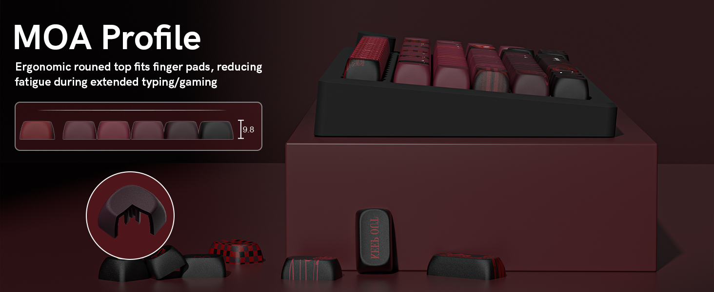 MOA profile PBT keycap set with ergonomic rounded top design