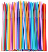 [100 Pack] 10.24" High Extra Long Flexible Plastic Straws, Disposable Drinking Straws, Colorful B...