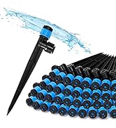 Bonviee 40-Pack Drip Irrigation Emitters, 1/4" Push-to-Connect Irrigation Stakes – Adjustable 360...