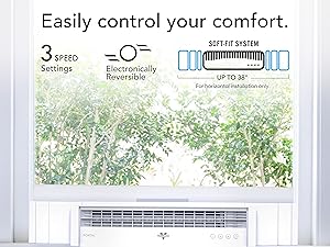 Portal window fan, touch controls, fan, bedroom window fan