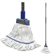 TidyBliss Commercial Mop Heavy Duty, 57.5 inches Long Handle Large Looped-End Industrial String M...