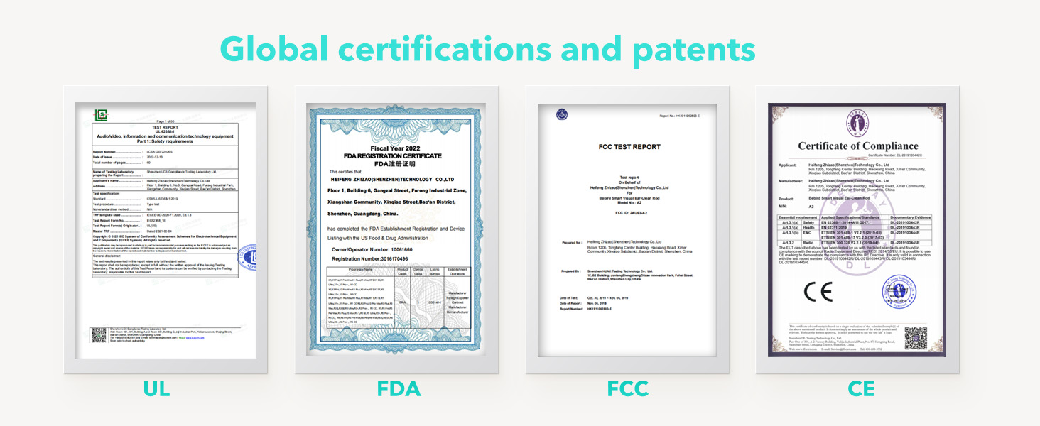 BEBIRD PRO NOTE5 GLOBAL CERTIFICATIONS PATENTS UL FDA FCC CE