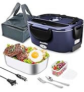 Dosevita Electric Lunch Box for Adults, 80W Heated Lunch Box 1.5L 304 Stainless Steel Portable Fo...