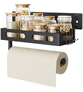 Paper Towel Holder Wall Mount with Shelf, Easy One Hand Tear, Adhesive Glue or Drill Mount Hangin...