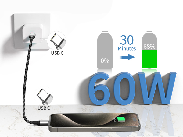 1 feet usb c to type c charging cord