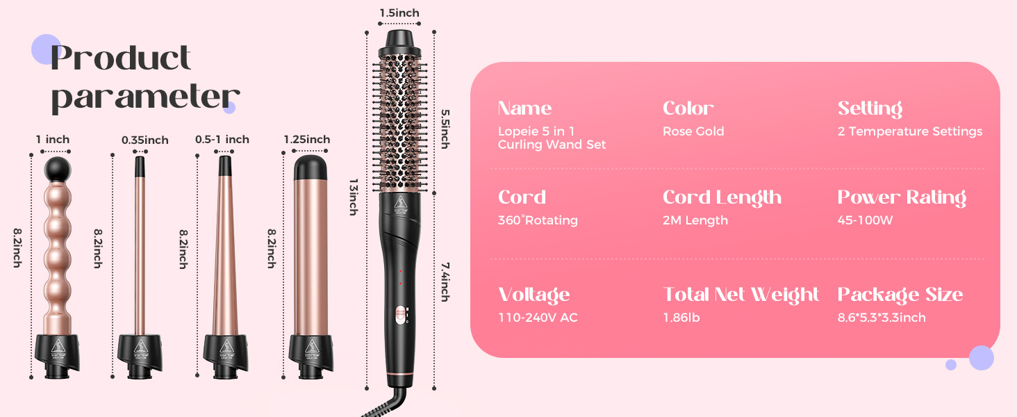 5 in 1 Curling Wand Set