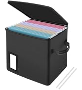 Fireproof File Box with PVC Slides &amp; Dual Zippers, Collapsible Document Organizer Box for Home Of...