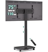 WALI Motorized Rolling TV Stand Lift on Wheels, Electric Height Adjustable Television Stand Mount...