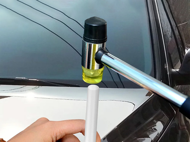 The small rubber mallet comes with two types of hard plastic and soft rubber hammer heads.