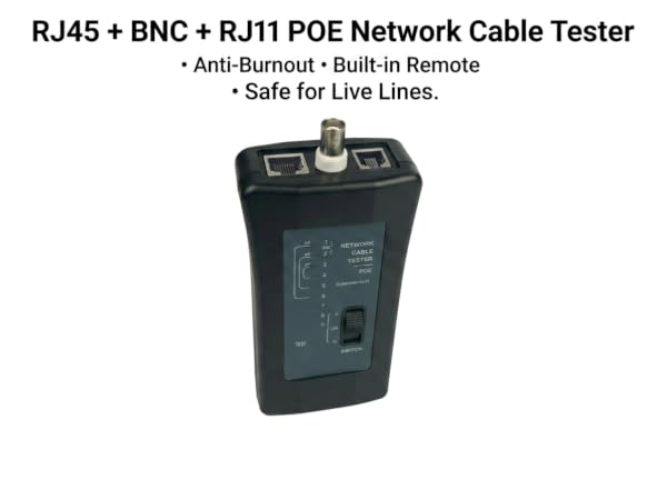 3-in-1 RJ45/BNC/RJ11 POE Cable Tester with Detachable Remote &amp;amp; Anti-Burnout Protection