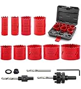 Greywolf 15 pcs Bi-Metal Hole Saw Set, M3 HSS Hole Saw Kit with 3/4"-2-1/2" (19-64mm) 9 pcs Hole ...