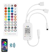 RGBZONE Bluetooth LED Controller, 2-Port DC5-24V 4-PIN LED Strip Light Controller, APP Control an...