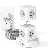 Tower Power Strip Flat Plug with 9 Outlets 3 USB (2 USB C), JcBlaon Surge Protector Power Strip T...