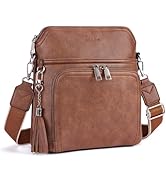Roulens Crossbody Purse for Women Vegan Leather Medium Crossbody Wallet Bag for Travel Women Shou...