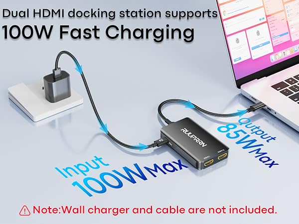 100W usb c to dual hdmi docking station 
