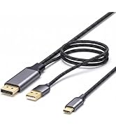 DisplayPort to USB C Cable 6FT, 4K@60Hz DP to USB-C Adapter with Power Supply &amp; Touch Support, DP...