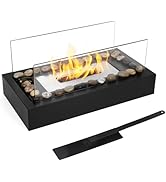 Tabletop Fire Pit AVOFOREST Novelty Stainless Steel Tabletop Fireplace with Cobblestone - Portabl...