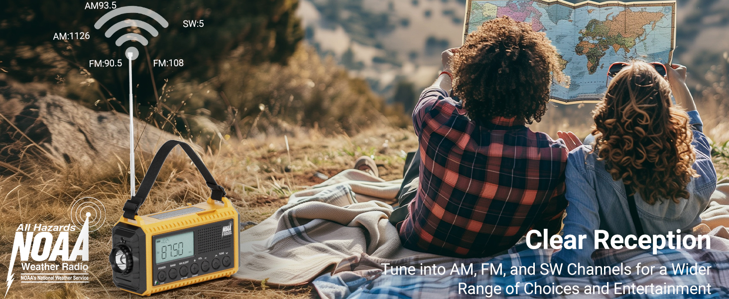emergency radio hand crank solar am/fm/sw noaa weather radio