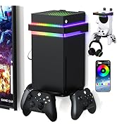 Wall Mount for Xbox Series X/S with RGB Light – Support APP, Xbox X/S Wall Shelf Kit with 2 Contr...
