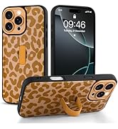 Jefonha for iPhone 16 Pro Max Case with Finger Hand Loop Strap Kickstand, Trendy Cool Leaopard Ch...