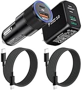 36W USB-C Car Charger Fast Charging, 2-Port PD&amp;QC3.0 Cigarette Lighter Car Phone Charger Adapter ...