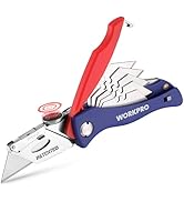 WORKPRO Folding Utility Knife, Quick-Change Box Cutter, Blade Storage in Handle with 5 Extra Blad...