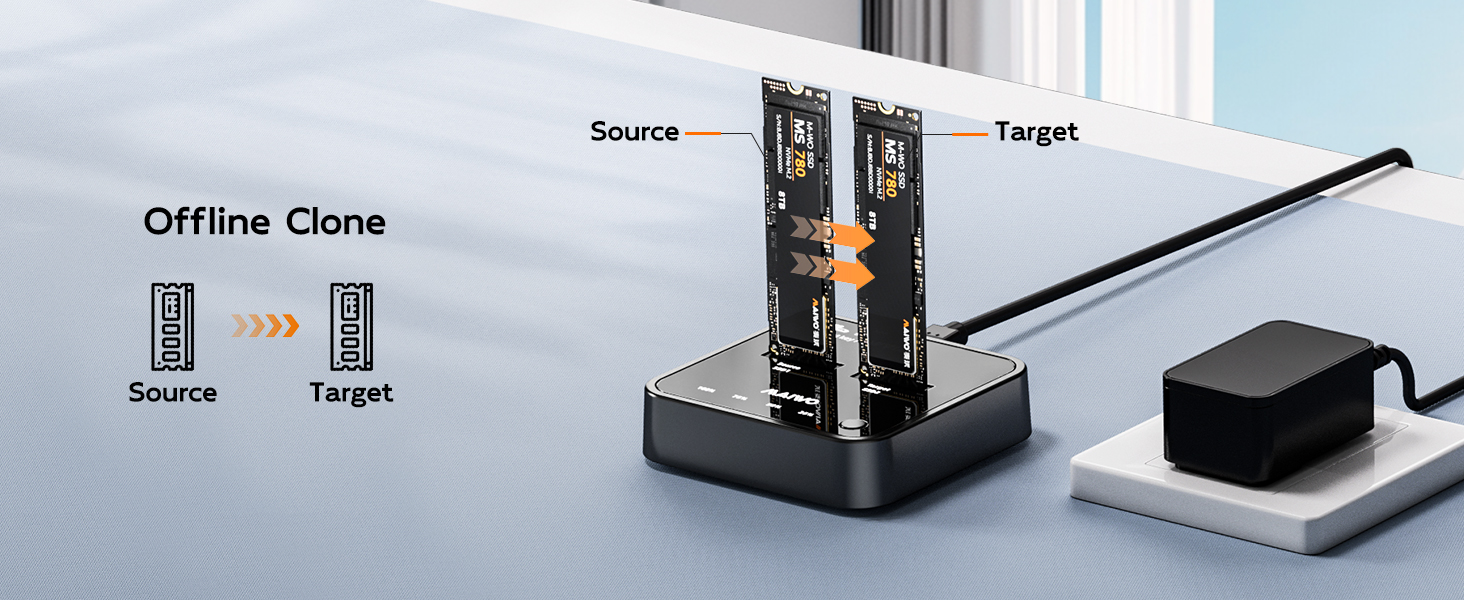 2 bay m.2 ssd hard drive to usb adapter enclosure pcie nvme cloner duplicator reader dual bay case