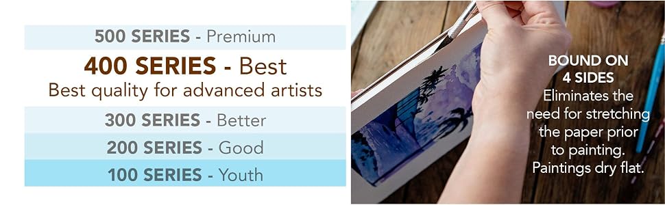 Strathmore 400 Series papers, best quality for advanced artists. Watercolor paper block, cold press 