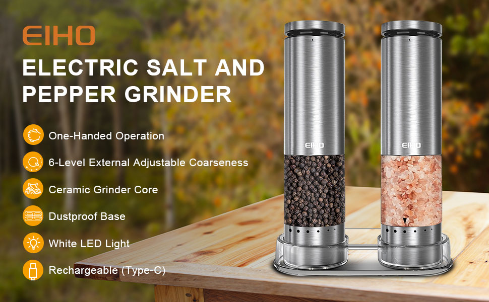 Electric Salt and Pepper Grinder Set Rechargeable