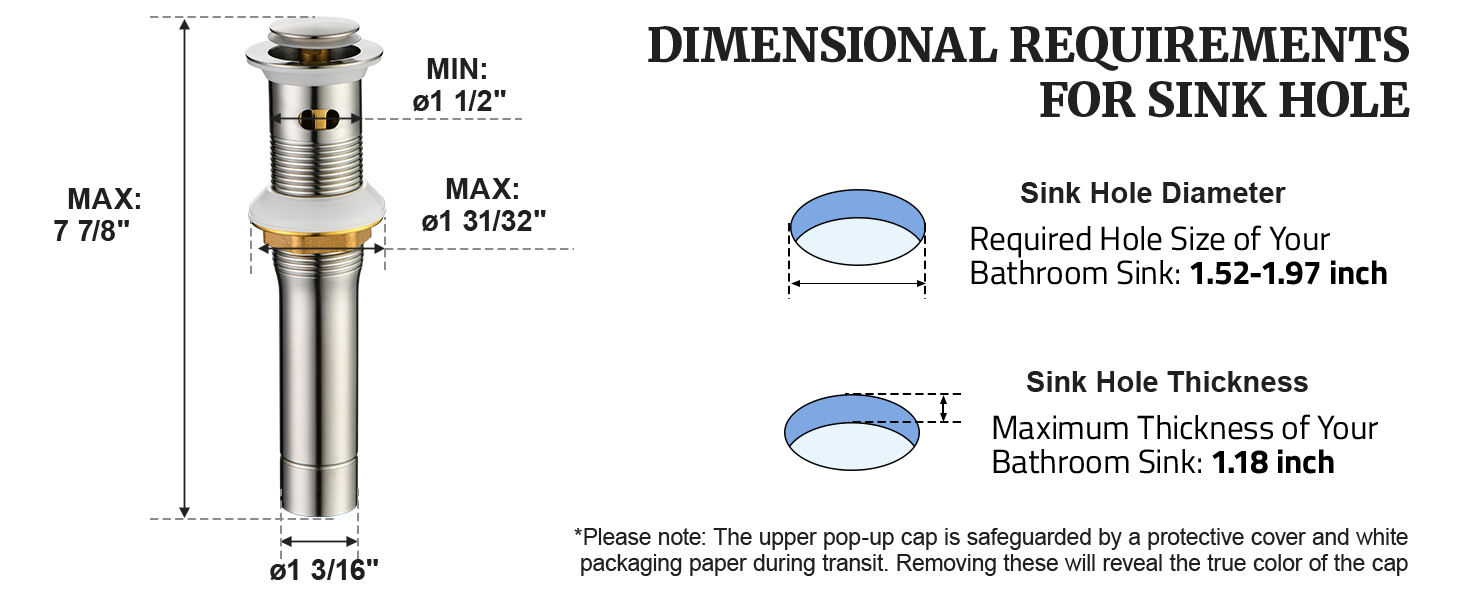 pop up bathroom sink drain