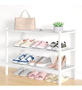Smiry Bamboo Shoe Rack, 3 Tier Shoe Organizer for Entryway &amp; Closet, Stackable Free Standing Stor...