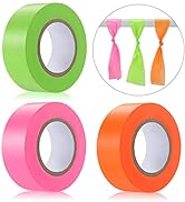 3 Pack Flagging Tape,Non-Adhesive Marking Tape Surveyors Tape Neon Marking Tape Non-Adhesive Tape...