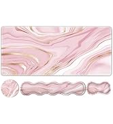 Ergonomic Pink River Mouse Pad Wrist Support Set for Easy Typing &amp; Pain Relief - Gaming Desk Mat ...