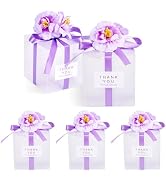 Craftdady 5 Set Wedding Candy Boxes - Clear PVC Favor Boxes with Ribbon - Lilac Color - 2.76 x 2....